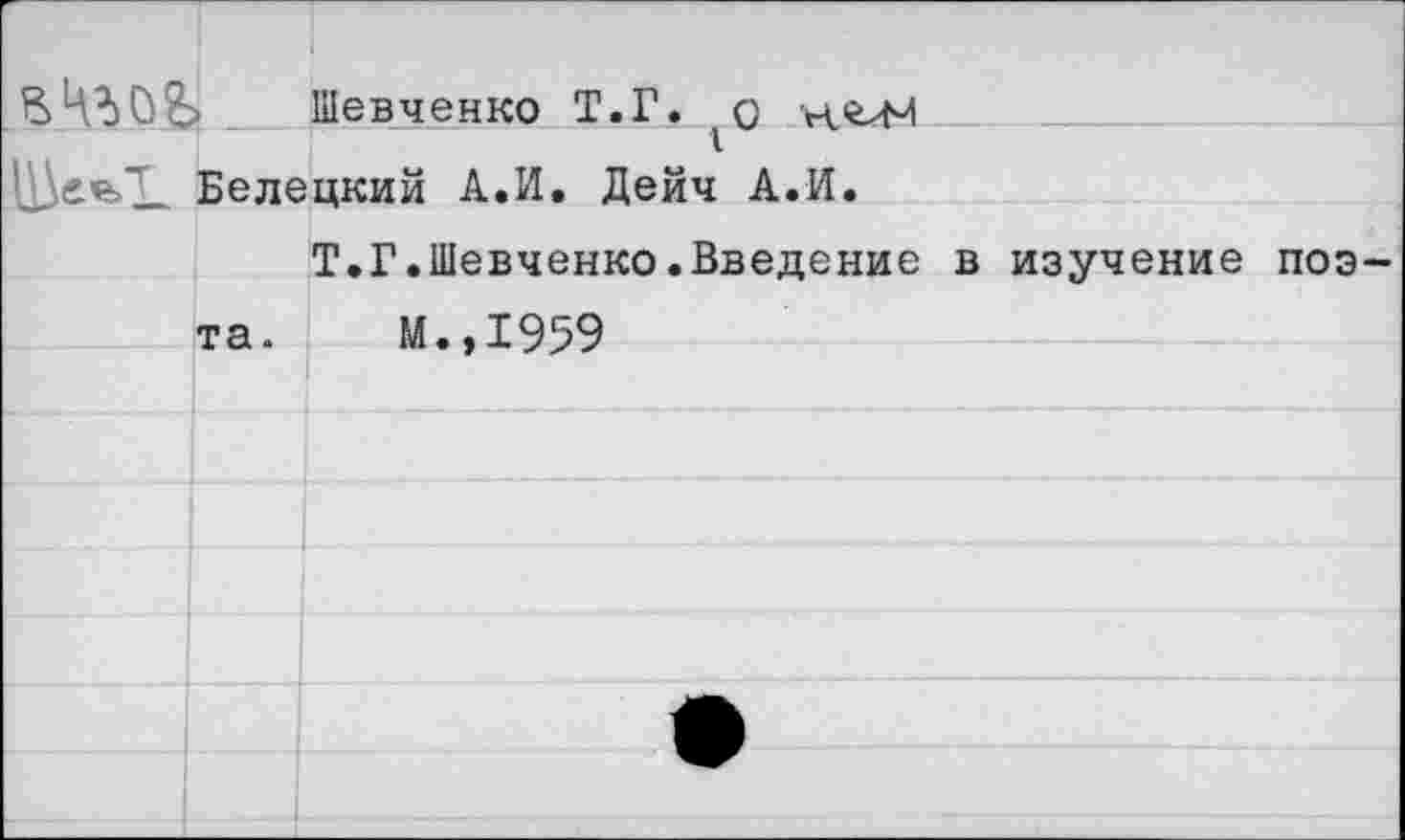 ﻿. Шевченко Т.Г. о Белецкий А.И. Дейч А.И.
Т.Г.Шевченко.Введение в изучение поз та. М.,1959